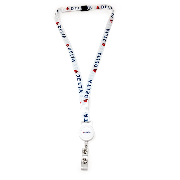 White Breakaway Lanyard w/Badge Reel