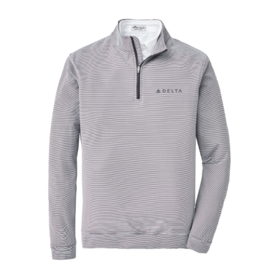 Peter Millar Mini Stripe Stretch 1/4 Zip Pullover - Iron/White