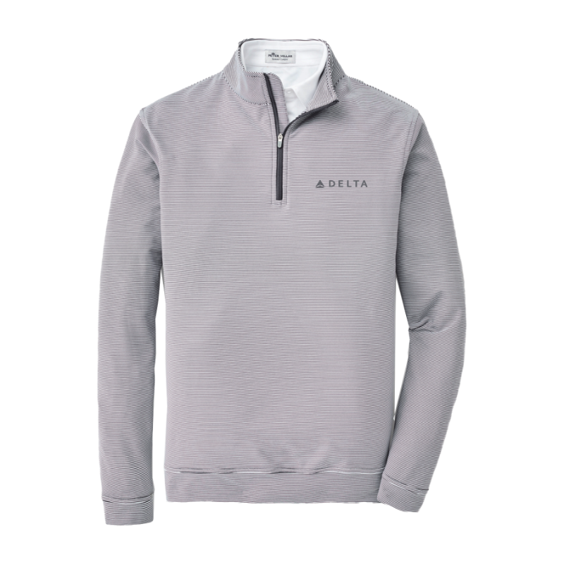 Peter Millar Mini Stripe Stretch 1/4 Zip Pullover - Iron/White